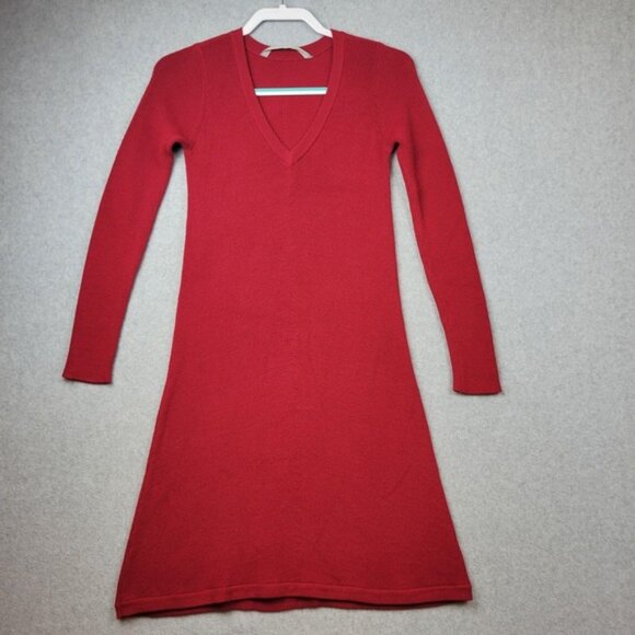 Athleta Dress Womens XS Red Merino Wool Blend V-Neck Long Sleeve Sweater Knit - Picture 1 of 9